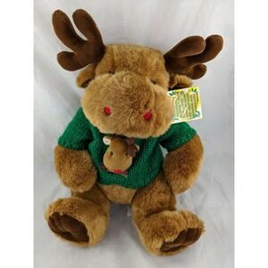 Kellytoy Moose Elk Plush 13 Inch Sweater Baby 1998 Stuffed Animal Toy